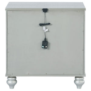 English Elm Grayson Hollywood Regency Queen Bedroom Set with LED Tufted Headboard and Mirrored Trim B2777S00609