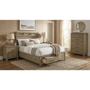 English Elm Hartley Vineyard Oak Queen Bedroom Set with Storage Bed and Slatted Headboard B2777S00611