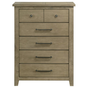 English Elm Hartley Vineyard Oak Queen Bedroom Set with Storage Bed and Slatted Headboard B2777S00611