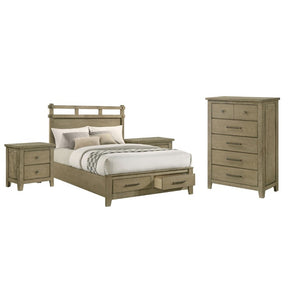 English Elm Hartley Vineyard Oak Queen Bedroom Set with Storage Bed and Slatted Headboard B2777S00611