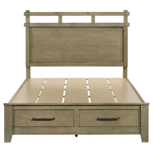 English Elm Hartley Vineyard Oak Queen Bedroom Set with Storage Bed and Slatted Headboard B2777S00611