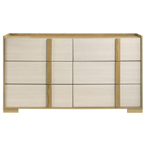 English Elm Holden Queen Bedroom Set with LED Headboard Natural Wood and White Modern Suite B2777S00618