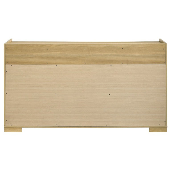 English Elm Holden Queen Bedroom Set with LED Headboard Natural Wood and White Modern Suite B2777S00618