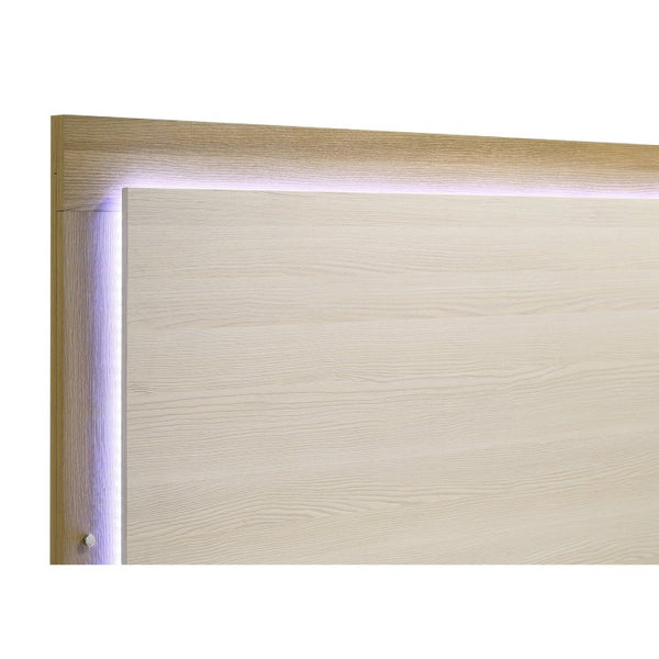 English Elm Holden Queen Bedroom Set with LED Headboard Natural Wood and White Modern Suite B2777S00618