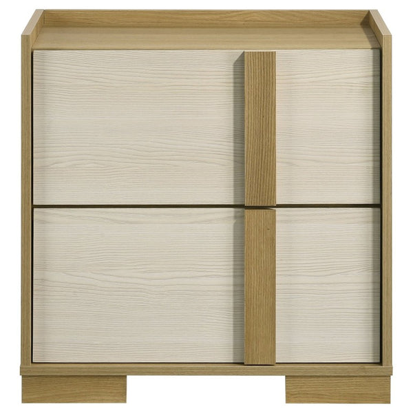 English Elm Holden Queen Bedroom Set with LED Headboard Natural Wood and White Modern Suite B2777S00618