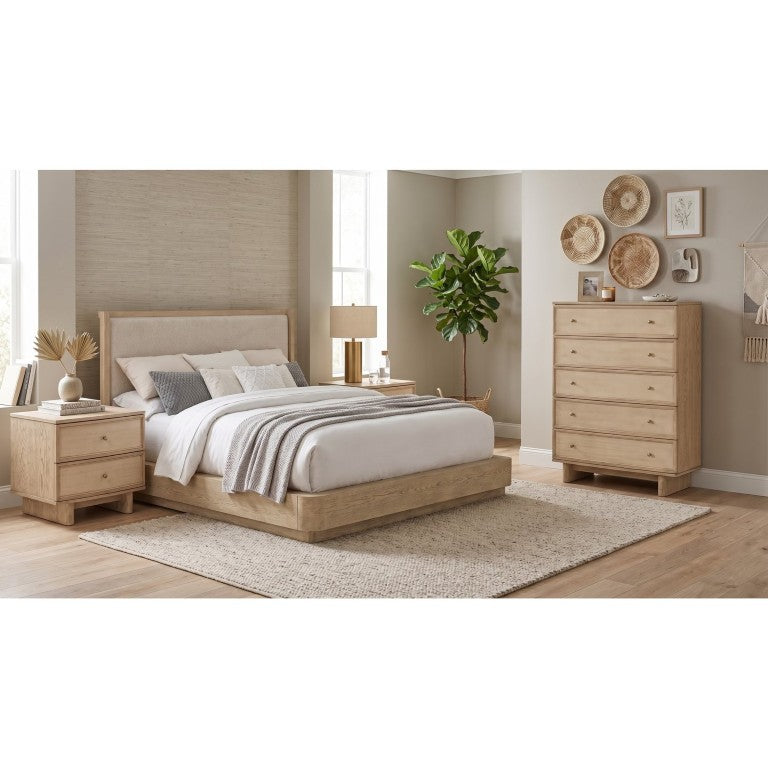 English Elm Keira Queen Bedroom Set with Wingback Headboard Antique Brass Hardware and USB Charging B2777S00621