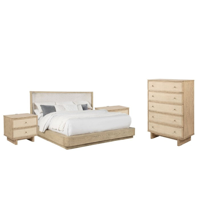 English Elm Keira Queen Bedroom Set with Wingback Headboard Antique Brass Hardware and USB Charging B2777S00621