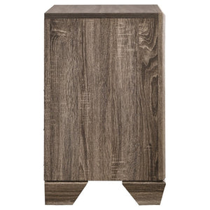 English Elm Keaton Queen Bedroom Set Washed Taupe Oak Grain Panel Bed with Chrome Pulls B2777S00622