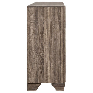 English Elm Keaton Queen Bedroom Set Washed Taupe Oak Grain Panel Bed with Chrome Pulls B2777S00622