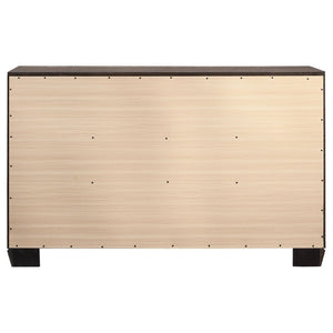 English Elm Keaton Queen Bedroom Set Washed Taupe Oak Grain Panel Bed with Chrome Pulls B2777S00622