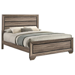 English Elm Keaton Queen Bedroom Set Washed Taupe Oak Grain Panel Bed with Chrome Pulls B2777S00622