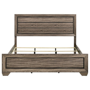 English Elm Keaton Architectural Panel Bedroom Set Weathered Oak Grain Taupe Finish Four Piece B2777S00624