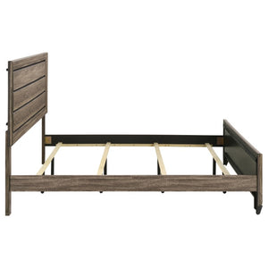 English Elm Keaton Architectural Panel Bedroom Set Weathered Oak Grain Taupe Finish Four Piece B2777S00624
