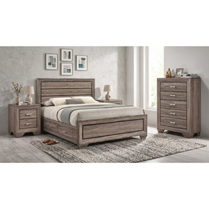 English Elm Keaton Queen Bedroom Set Mid-Century Taupe Oak Grain Storage Bed with Nightstands B2777S00627