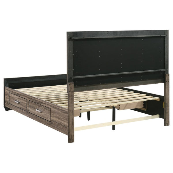English Elm Keaton Queen Bedroom Set Mid-Century Taupe Oak Grain Storage Bed with Nightstands B2777S00627