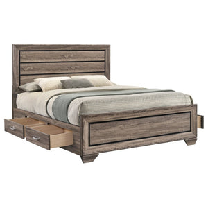 English Elm Keaton Queen Bedroom Set Mid-Century Taupe Oak Grain Storage Bed with Nightstands B2777S00627