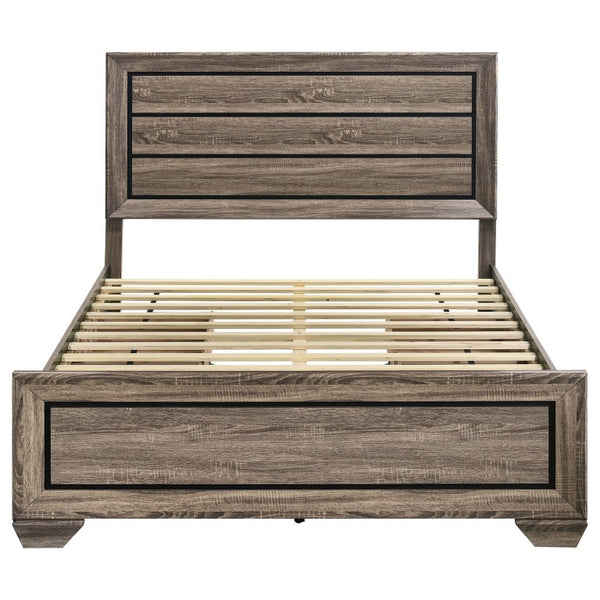 English Elm Keaton Queen Bedroom Set Mid-Century Taupe Oak Grain Storage Bed with Nightstands B2777S00627