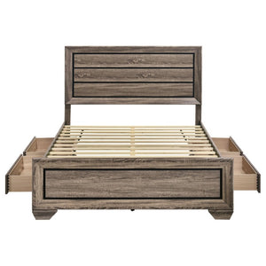 English Elm Keaton Queen Bedroom Set Mid-Century Taupe Oak Grain Storage Bed with Nightstands B2777S00627
