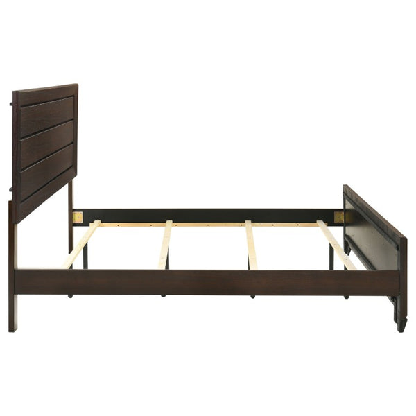 English Elm Keaton Dark Cocoa Eastern King Bedroom Set with Panel Bed and Brass Hardware B2777S00630