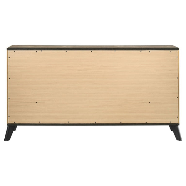 English Elm Kingsley Queen Bedroom Set Mid-Century Wood Grain with Matte Black Hardware 4 Piece B2777S00634