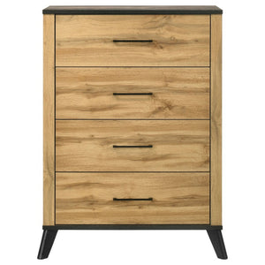 English Elm Kingsley Two-Tone Pine Queen Bedroom Set with Matte Black Hardware for Modern Farmhouse B2777S00635