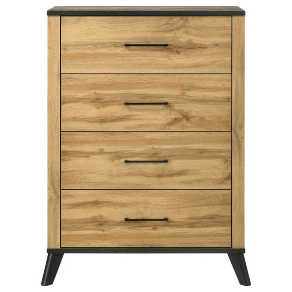 English Elm Kingsley Two-Tone Pine Queen Bedroom Set with Matte Black Hardware for Modern Farmhouse B2777S00635