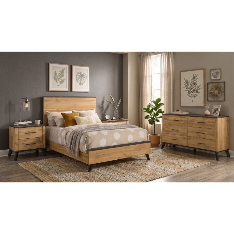 English Elm Kingsley Full Bedroom Set with Weathered Pine Finish and Matte Black Hardware B2777S00636