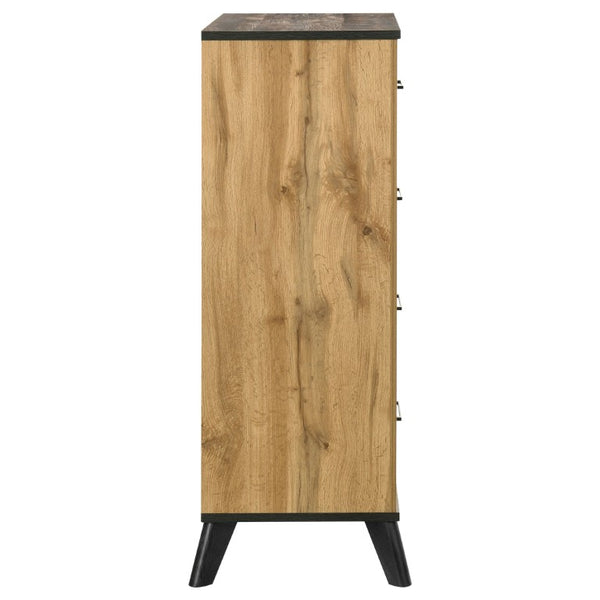 English Elm Kingsley Mid-Century Full Bedroom Set with Weathered Wood Finish and Matte Black Pulls B2777S00637