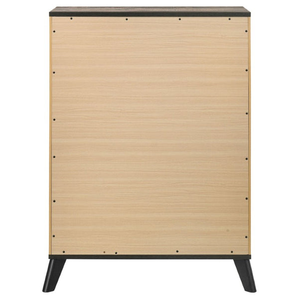 English Elm Kingsley Mid-Century Full Bedroom Set with Weathered Wood Finish and Matte Black Pulls B2777S00637