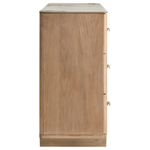 English Elm Leighton Queen Bedroom Set with LED Headboard Oak Veneer and Sintered Stone Tops B2777S00644