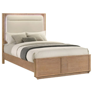 English Elm Leighton Queen Bedroom Set with LED Headboard Oak Veneer and Sintered Stone Tops B2777S00644