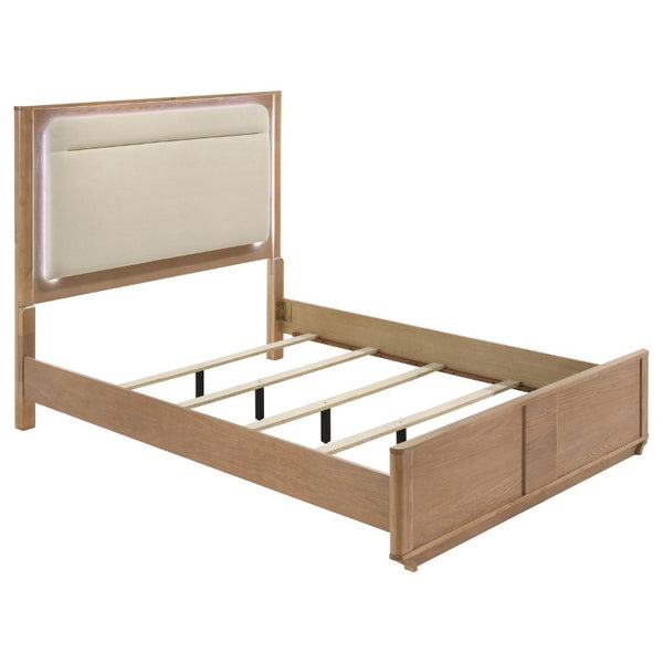 English Elm Leighton Queen Bedroom Set with LED Headboard Oak Veneer and Sintered Stone Tops B2777S00644