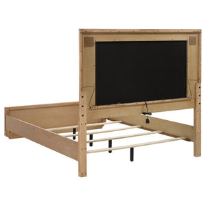 English Elm Leighton Queen Bedroom Set with LED Headboard Oak Veneer and Sintered Stone Tops B2777S00644