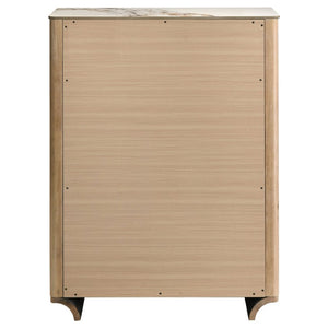 English Elm Leighton Oak Veneer Queen Bedroom Set with LED Headboard and Sintered Stone Tops B2777S00645