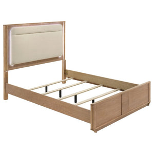 English Elm Leighton Oak Veneer Queen Bedroom Set with LED Headboard and Sintered Stone Tops B2777S00645