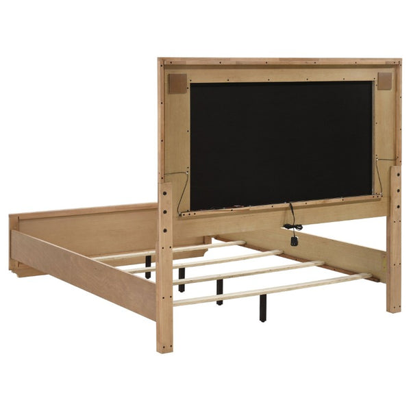 English Elm Leighton Oak Veneer Queen Bedroom Set with LED Headboard and Sintered Stone Tops B2777S00645