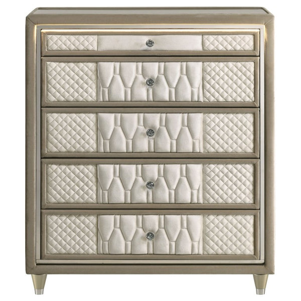 English Elm Lincoln Velvet Eastern King Bedroom Set with LED Ambiance and Crystal Hardware B2777S00653