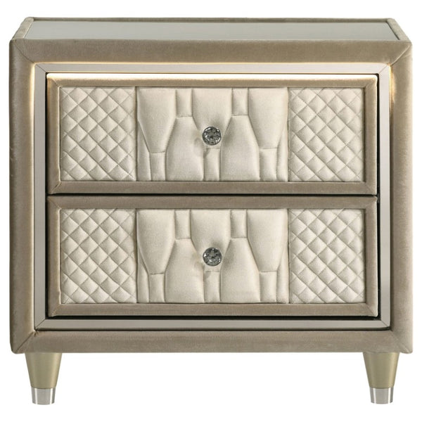 English Elm Lincoln Velvet Eastern King Bedroom Set with LED Ambiance and Crystal Hardware B2777S00653