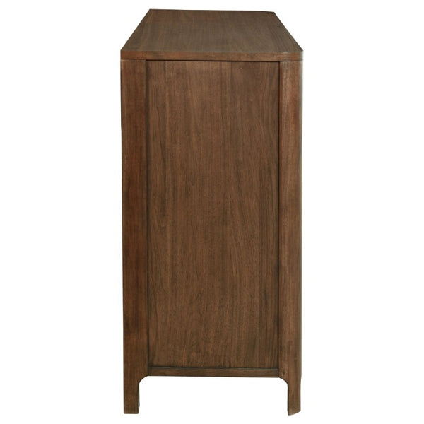 English Elm Mallory Walnut Veneer Eastern King Bedroom Set with Taupe Panel Headboard B2777S00668