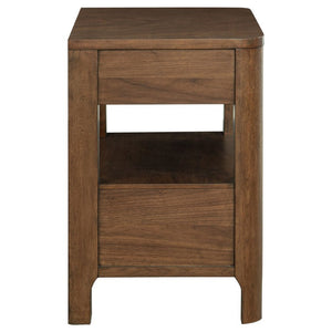 English Elm Mallory Walnut Veneer Eastern King Bedroom Set with Taupe Panel Headboard B2777S00668