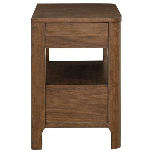 English Elm Mallory Walnut Veneer Eastern King Bedroom Set with Taupe Panel Headboard B2777S00668
