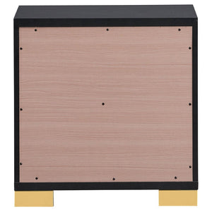 English Elm Maxwell Art Deco Queen Bedroom Set with LED Headboard Gold Accents Black Melamine B2777S00669