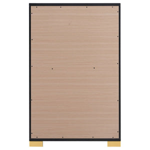 English Elm Maxwell Art Deco Twin Bedroom Set with LED Headboard Gold Accents and Vertical Storage B2777S00676