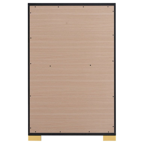 English Elm Maxwell Art Deco Twin Bedroom Set with LED Headboard Gold Accents and Vertical Storage B2777S00676