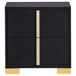 English Elm Maxwell Art Deco Twin Bedroom Set with LED Headboard Gold Accents and Vertical Storage B2777S00676