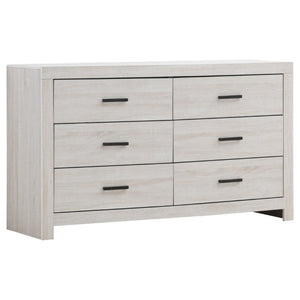 English Elm Kingsley Coastal White Queen Bedroom Set with Slatted Headboard and Storage Drawers B2777S00738