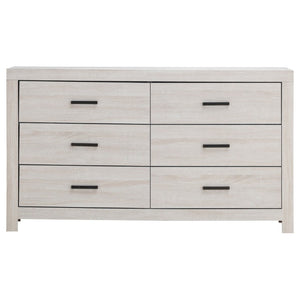 English Elm Kingsley Coastal White Queen Bedroom Set with Slatted Headboard and Storage Drawers B2777S00738