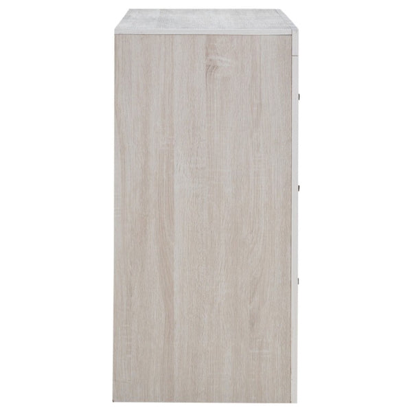 English Elm Kingsley Coastal White Queen Bedroom Set with Slatted Headboard and Storage Drawers B2777S00738