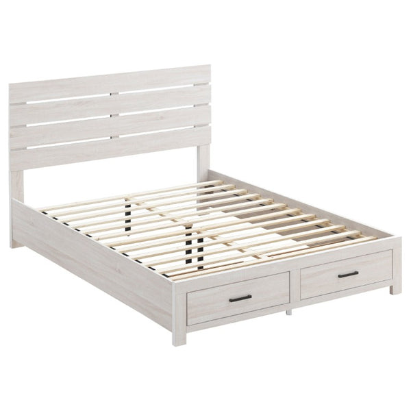 English Elm Kingsley Coastal White Queen Bedroom Set with Slatted Headboard and Storage Drawers B2777S00738