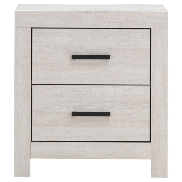 English Elm Kingsley Coastal White Queen Bedroom Set with Slatted Headboard and Storage Drawers B2777S00738